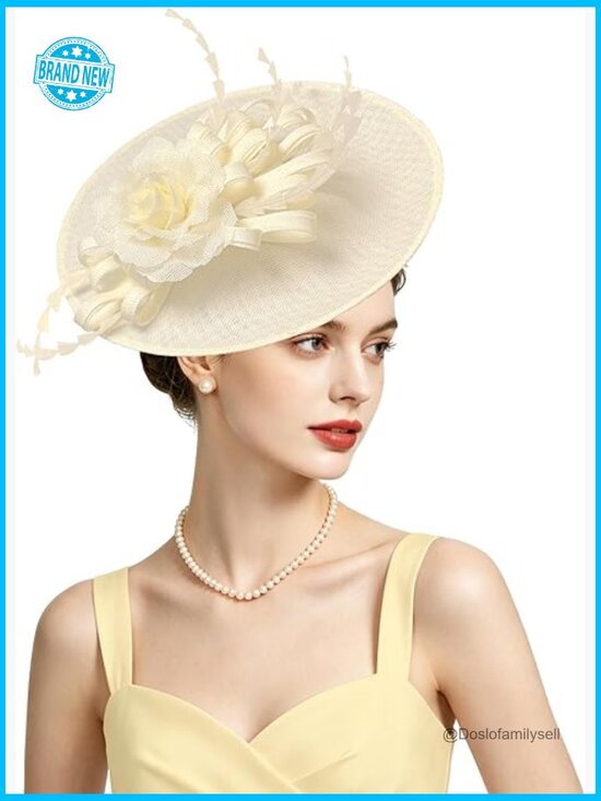 Fascinator Hat Headpiece Elegant Vintage Feather Derby Tea Party Church main image 6